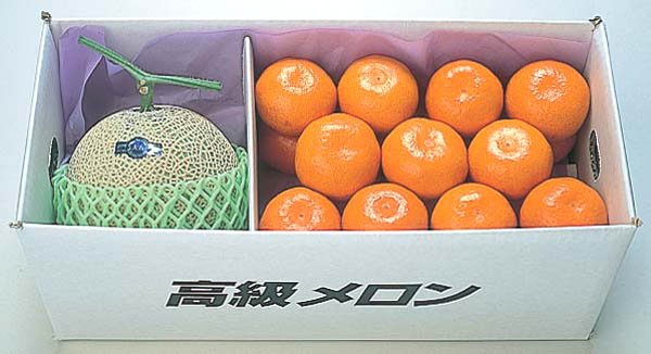 画像1: マスクメロン１玉・みかん３kg (1)